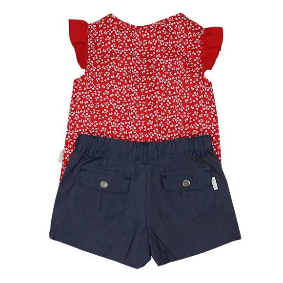 NEW KORANGO USA girl's cherries blouse & short set in red/blue - Picture 3 of 3